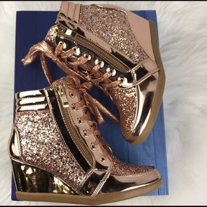 Rose gold wedge sneakers